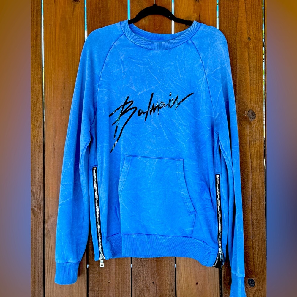 BALMAIN CLASSIC CRINKLE LOGO SWEATER SIZE MEDIUM